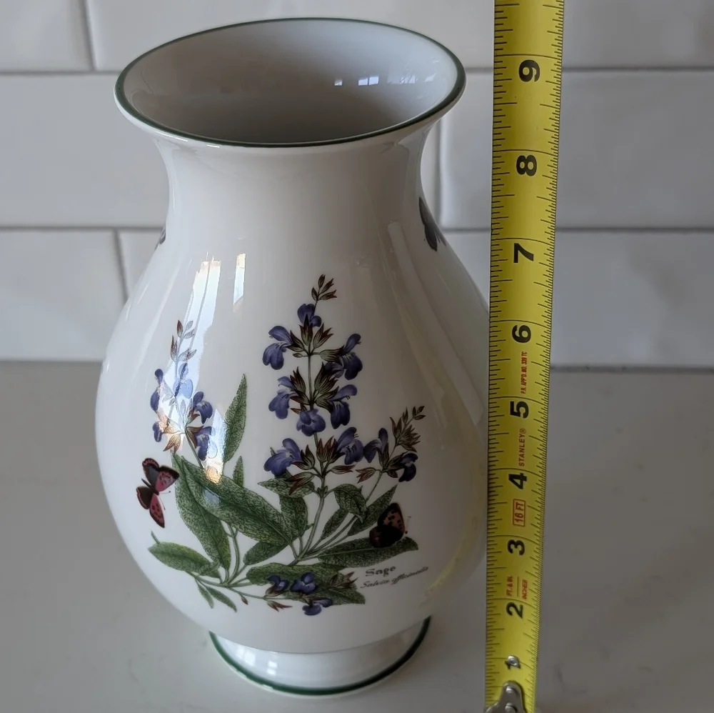 Royal Worcester Herbs Porcelain Butterfly Sage Wild Thyme Flower Vase 9